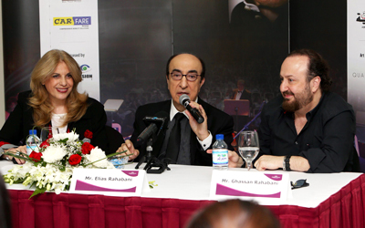 غسان الرحباني وإلياس الرحباني وعبير الجندي خلال المؤتمر الصحافي. تصوير: أشوك فيرما