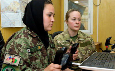 النساء الأفغانيات حصلن على مكتسبات خلال 12 عاماً من الوجود الأميركي وبعضهن يعملن في البرلمان، والجيش وقوات الشرطة الوطنية.  أرشيفية