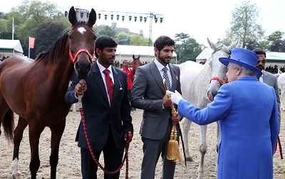 ملكة بريطانيا تتوج ولي عهد دبي بفوزه بالمركز الأول المشترك ببطولة ويندسور للقدرة. وام