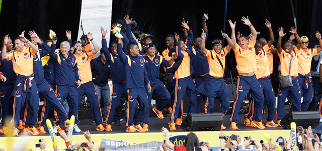 لاعبو كولومبيا خرجوا من الحالة النفسية التي أصابتهم بعد الخسارة. أ.ب