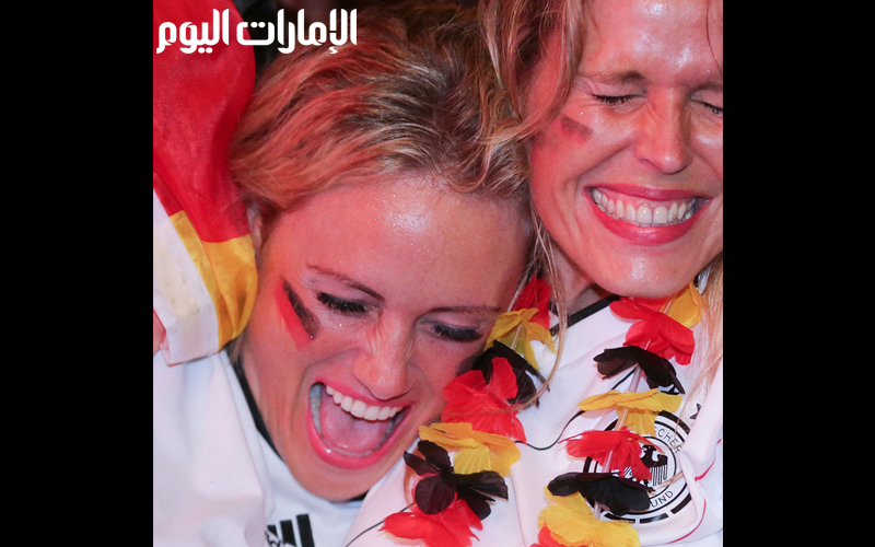 احتفل مشجعو المنتخب الألماني بفوزه بلقب بطولة كأس العالم 2014 بالبرازيل، على نظيره الأرجنتيني 1- صفر في المباراة النهائية للبطولة بفضل الهدف الذي سجله البديل ماريو جويتزه في الوقت الإضافي للمباراة. أ ب