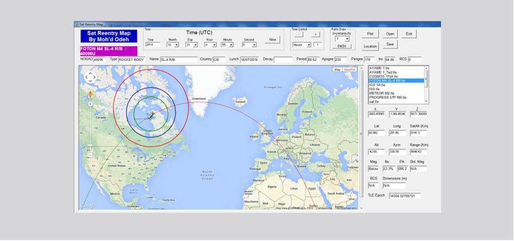 اماكن سقوط الأقمار - مركز الفلك الدولي