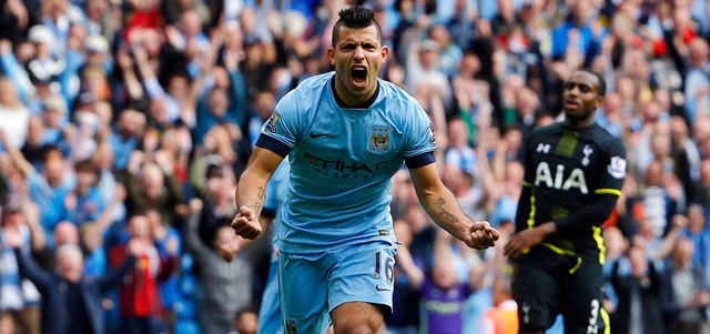 أغويرو من أهم الأسلحة الهجومية في كتيبة مانشستر سيتي. أ.ف.ب