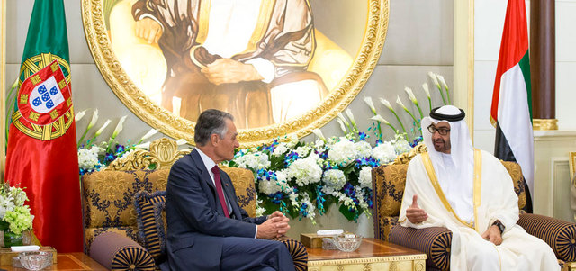 محمد بن زايد بحث مع الرئيس البرتغالي العلاقات بين البلدين وسبل دعمها وتطويرها. وام