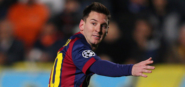 هاتريك ميسي في شباك أبويل رفع أهدافه إلى 74 في الأبطال. أ.ب