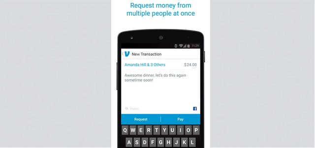 تطبيق «فينمو» يتيح للمستخدمين تقسيم الفواتير في ما بينهم وإرسال المال مع رسالة. من المصدر