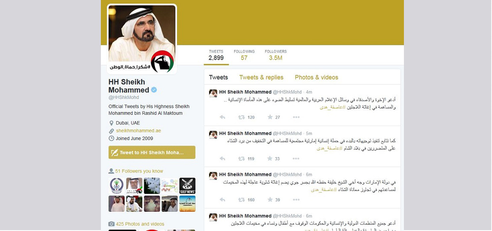 تغريدة صاحب السمو الشيخ محمد بن راشد على "تويتر"