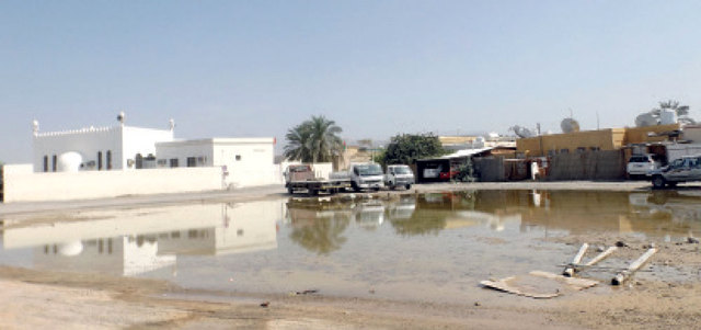 الأمطار الغزيرة التي شهدتها «الشريشة» خلّفت برك مياه راكدة. الإمارات اليوم