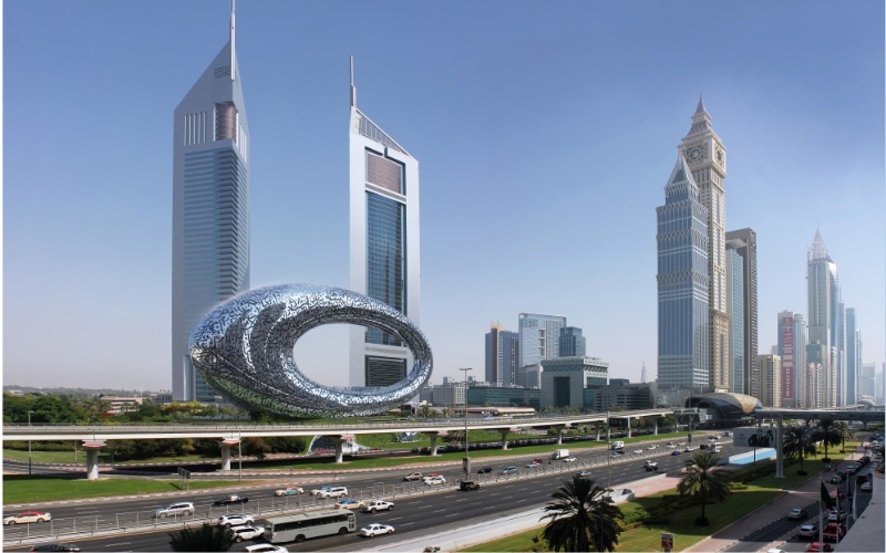 متحف المستقبل الذي  أطلقه صاحب السمو الشيخ محمد بن راشد آل مكتوم، نائب رئيس الدولة رئيس مجلس الوزراء حاكم دبي، أمس، ويضم مختبرات للابتكار في الصحة والتعليم والمدن الذكية والطاقة والنقل ومتحفاً دائماً لاختراعات المستقبل.