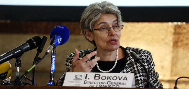 مديرة «اليونسكو» إيرينا بوكوفا: التطهير الثقافي الجاري في العراق يستهدف الأرواح والأقليات ويترافق مع التدمير المنهجي للتراث البشري. أ.ف.ب