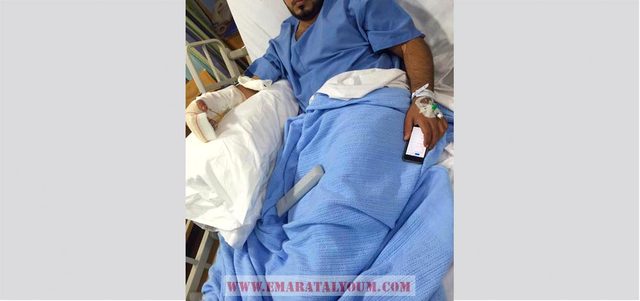 أحمد عبدالرحمن تعرّض لقطع في يده اليمنى. الإمارات اليوم