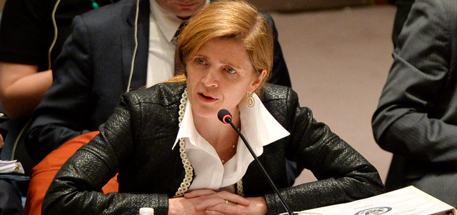 السفيرة الأميركية لدى الأمم المتحدة سامنتا باور: من المهم أن يتوصل مجلس الأمن إلى اتفاق لتشكيل آلية تحقيق مستقلة حول استخدام غاز الكلور في سورية.  إي.بي.إيه