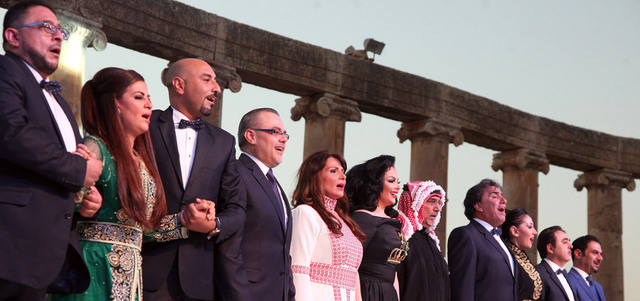 الأوبريت بطولة مجموعة كبيرة من نجوم الغناء الأردنيين. أ.ف.ب