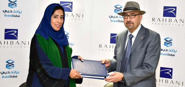 منى المري ومروان الرحباني خلال توقيع الاتفاقية. من المصدر