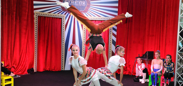 العرض المتقن جمع بين الفقرات الاستعراضية والأكروباتية وعروض الكوميديا.  من المصدر