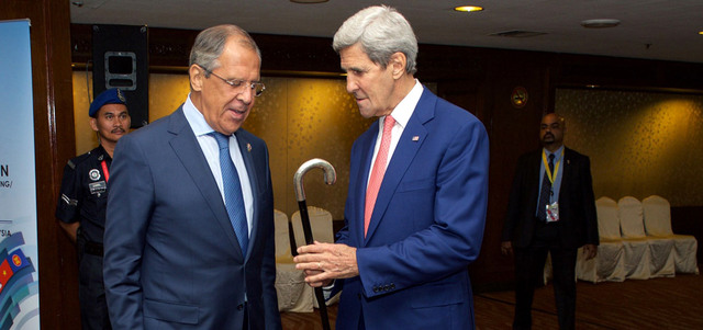 لافروف أكد بعد اجتماعه مع كيري أن روسيا والولايات المتحدة لم تتمكنا من التوصل إلى نهج مشترك للتصدي لتنظيم «داعش». أ.ف.ب