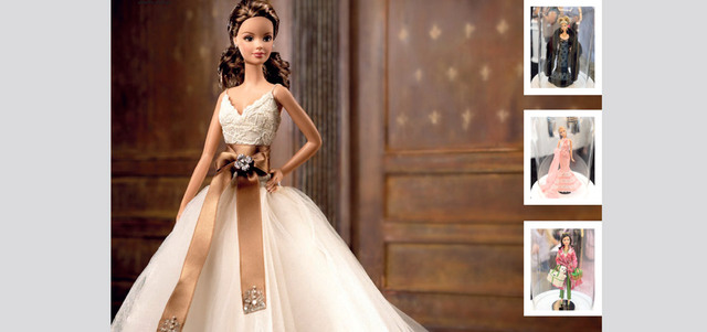 تتألق الدمية العالمية، التي انطلقت في أميركا، بشعر أشقر وبني معاً، في 24 إطلالة مميزة ترتدي فيها «الهوت كوتور»، من أشهر دور الأزياء العالمية، منها كريستيان ديور، وجيفنشي وأرماني، وكريستيان لوبوتان، والمصمم اللبناني زهير مراد. تصوير: أحمد عرديتي