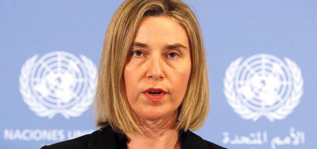 فيديريكا موغيريني: وحدها حكومة وفاق ليبية مدعومة من مواطنيها ستكون قادرة على إنهاء الانقسام وهزيمة الإرهاب.   أ.ب