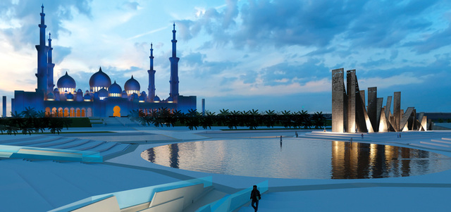 تصميم «نصب الشهداء» مكون من مجموعة من الألواح المعدنية، تمثل روح القوة والوحدة والتضامن والعلاقة المتينة الأواصر بين قيادة وشعب الإمارات مع جنودها وأبطالها.