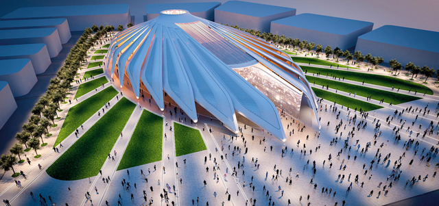 التصميم النهائي لجناح الإمارات يرمز إلى روح الجرأة والريادة. من المصدر