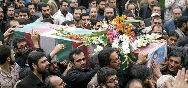 جنازة أحد القتلى من الحرس الثوري الإيراني الذين لقوا مصرعهم في سورية. أرشيفية