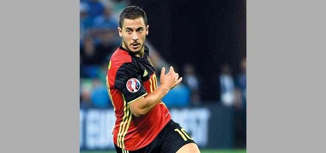 هازارد أخطر لاعبي بلجيكا على ويلز. أ.ف.ب