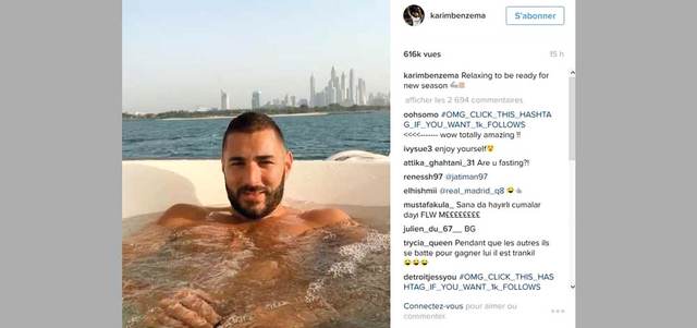 بنزيمة فضّل الاستجمام بعد استبعاده من يورو 2016. من المصدر