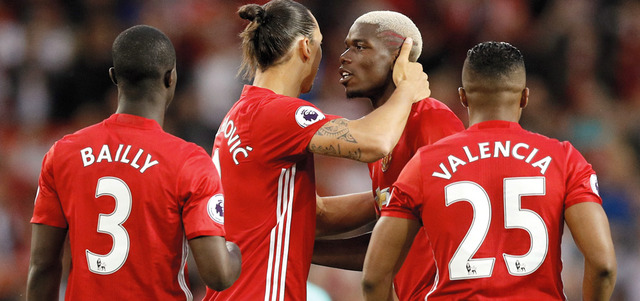 بوغبا وإبرا ظهرا متناغمين على أرضية الملعب في مباراة ساوثمبتون. أ.ف.ب