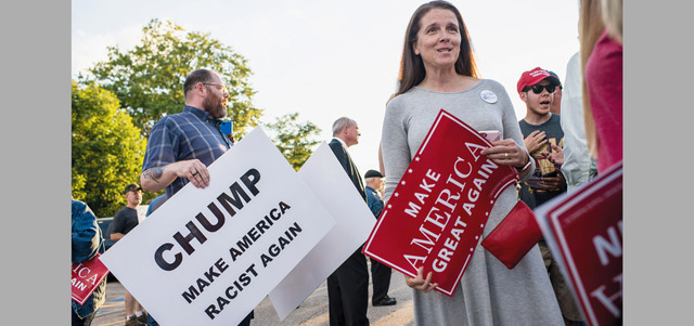 تظاهرة لأنصار ومعارضي ترامب في ولاية أوهايو الأميركية. أ.ف.ب