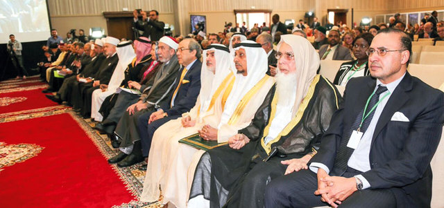 جانب من مؤتمر المغرب الذي حضره قادة مسلمون لدعم المسيحيين ضد خطر &laquo;داعش&raquo;. من المصدر