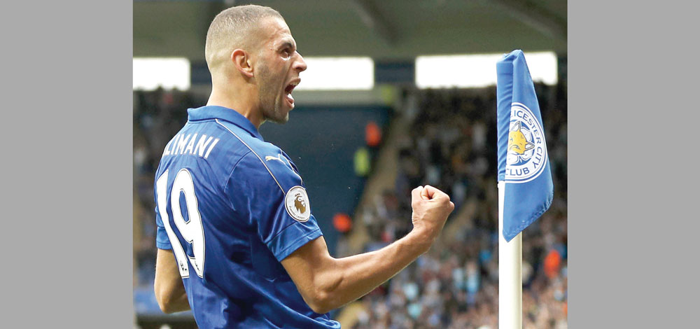 إسلام سليماني ظهر بأبهى صورة مع ليستر سيتي أمام بيرنلي وسجل هدفين. رويترز