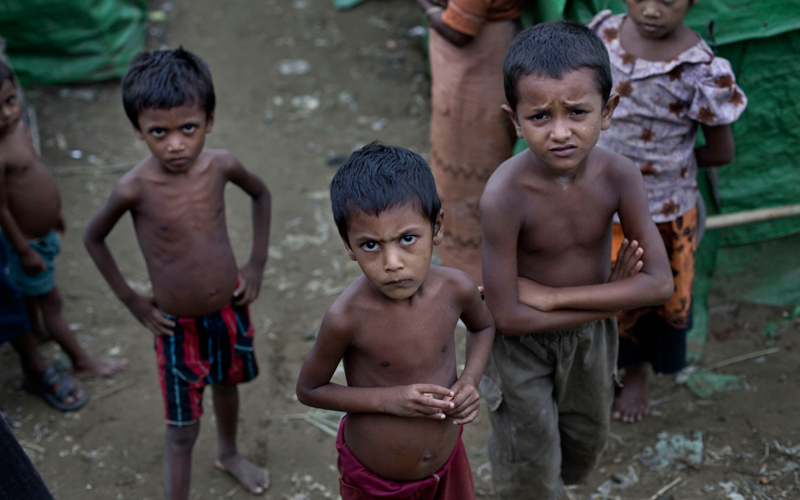 أطفال الروهينغا يعيشون حالة من البؤس. أ.ب