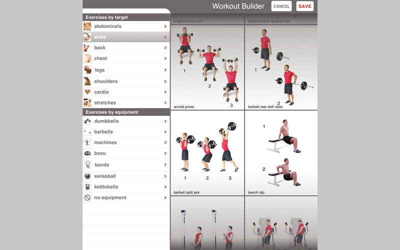 التطبيق يضم مئات من الصور الخاصة بطريقة ممارسة التمرينات الرياضية. من المصدر