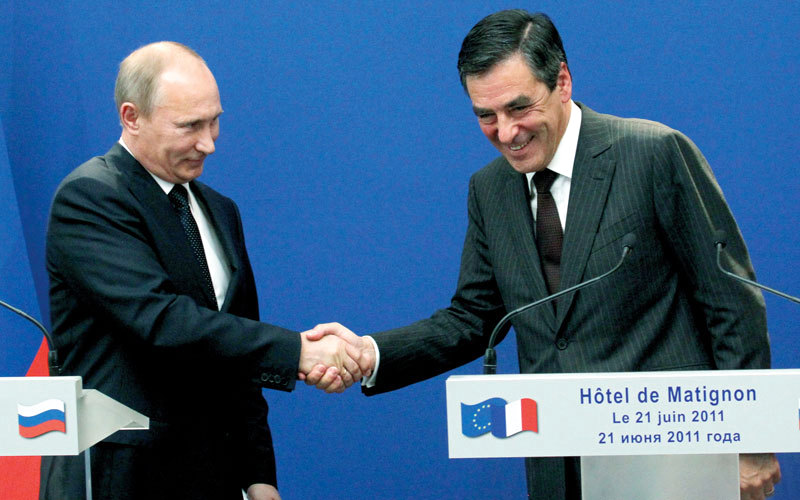 فرانسوا فيون في لقاء مع الرئيس الروسي. أرشيفية