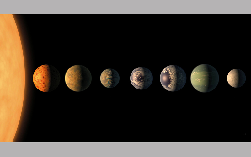 صورة تقريبية لما قد يبدو عليه الوضع في مجموعة كوكب ترابيست. إي.بي.إيه