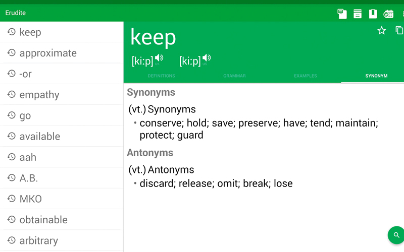 Erudite Dictionary and Thesaurus.. لتعلّم عدد من اللغات