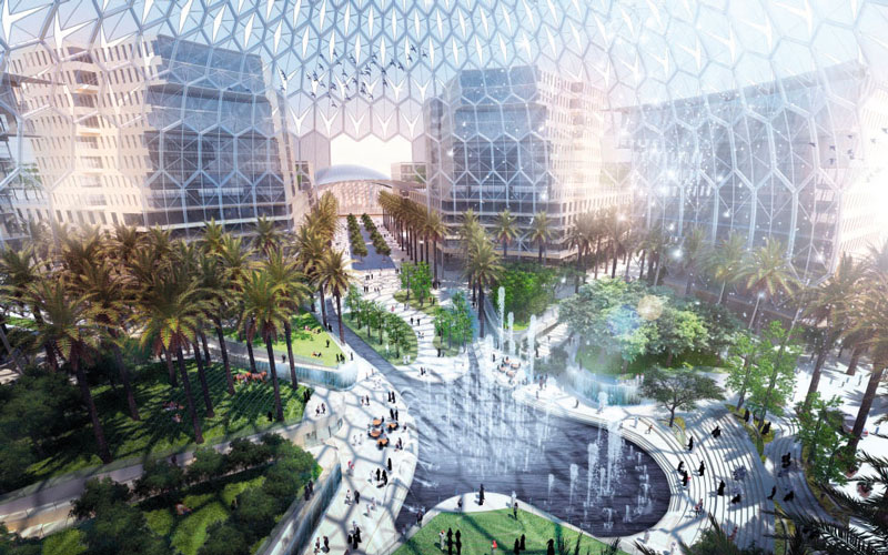 الساحة ستكون بمثابة نقطة الربط بين الأقسام الرئيسة لـ«إكسبو 2020 دبي». من المصدر