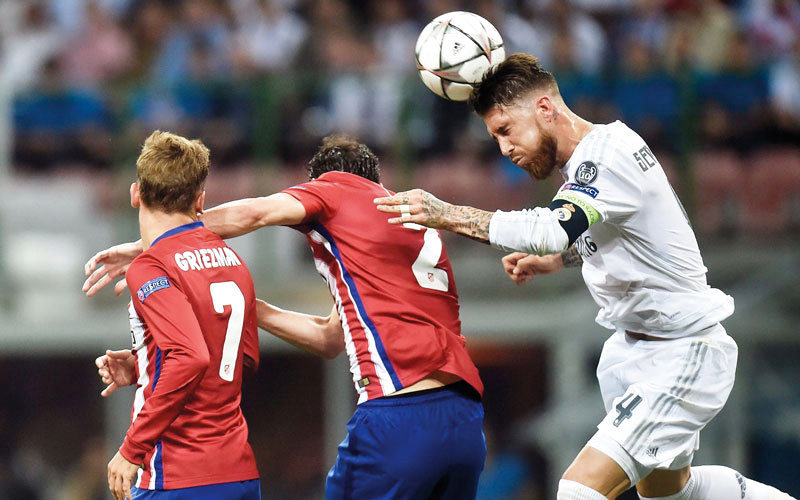 راموس كان سبباً في ضياع لقبين في الأبطال من أتلتيكو مدريد. أ.ف.ب