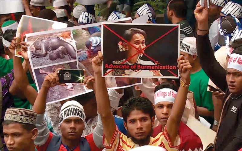 الروهينغا يتظاهرون ضد سوكي. أرشيفية